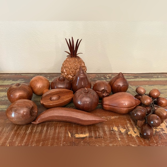 Vintage MCM Wooden Fruit and bowl - Picture 2 of 14